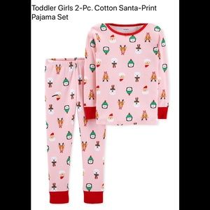 Carter’s Toddler Girls 2 pc Cotton Santa print pj